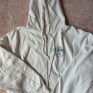 Brandy Melville White Zip-Up Hoodie